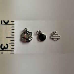Set of 3 Harley Davidson Sterling Silver Charms. Never worn.